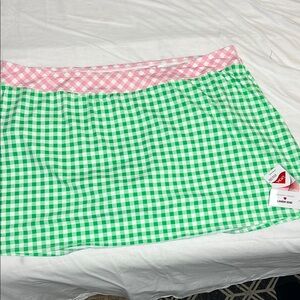 Lands' End Green and Pink A-Line Mini Skirt Casual